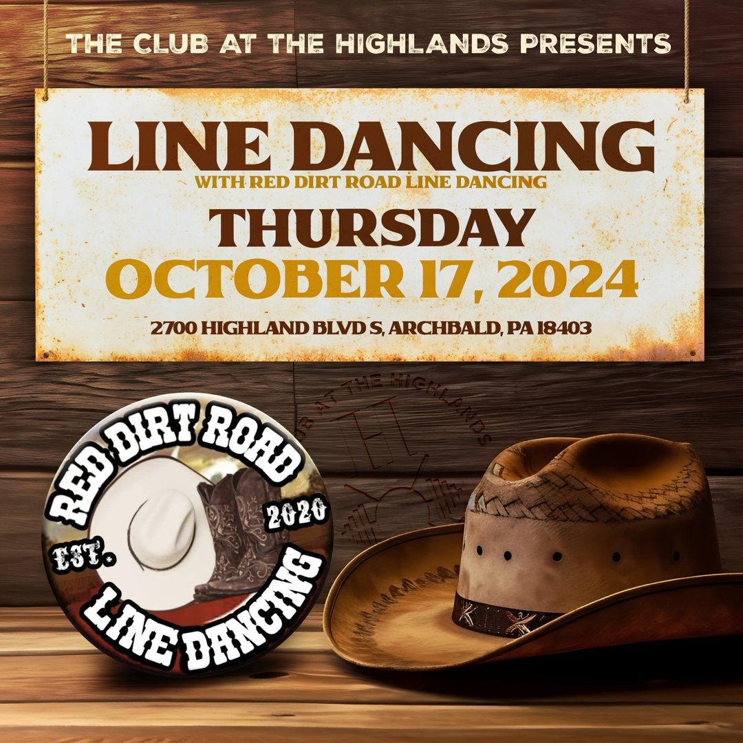 Line dancing event post for The Club at the Highlands